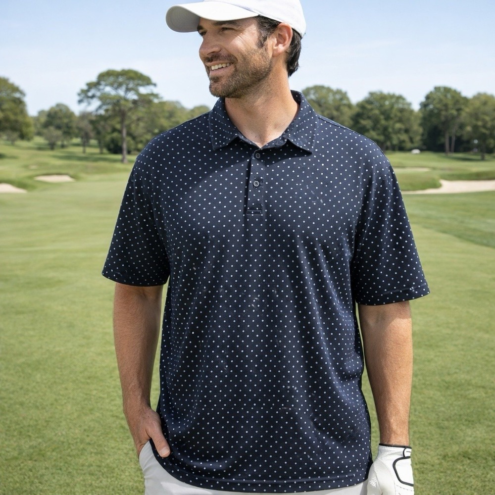 BYLT Premium Basics Polka‎ Dot Drop Cut Lux Polo Capsule Career Casual XL